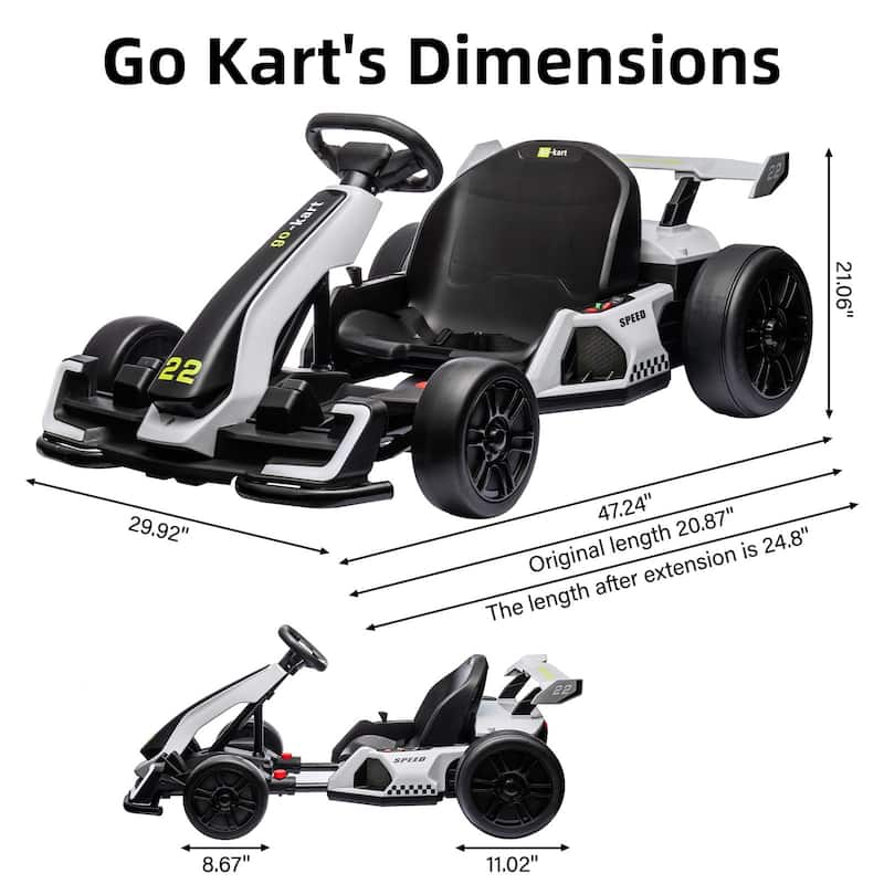 Go Karts for Kids,24V Electric Go Kart with 2 * 150W Powerful Motors