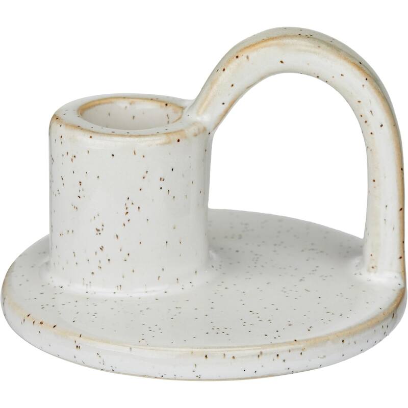 Set of Two Short Vanilla Glazed Ceramic Candlesticks for Cozy Decor