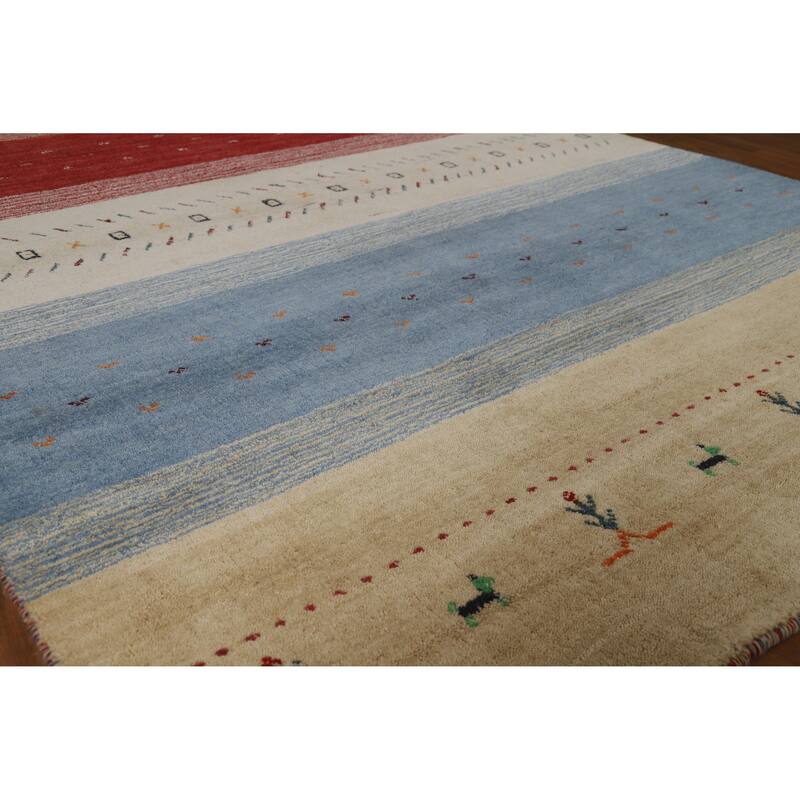 Hand Knotted Oriental 100% Wool Carpet Tribal Animal Pictorial Multi-Colored Gabbeh Area Rug - 7' 8'' X 5' 6''