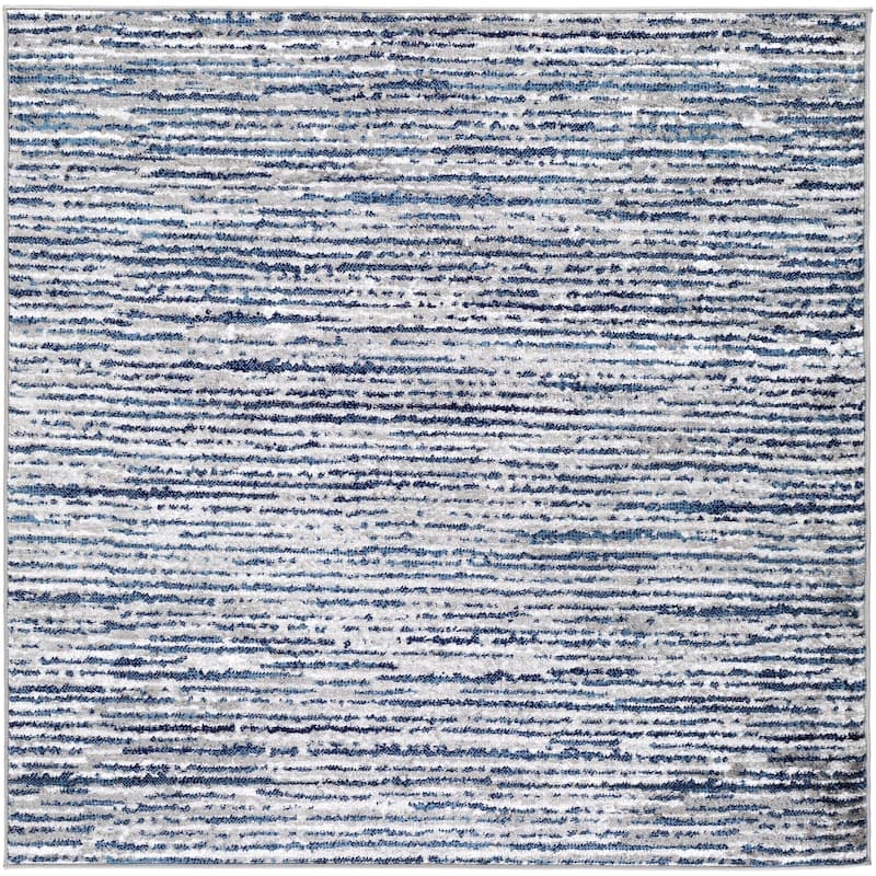 Livabliss Monte Carlo Casual Stripe Area Rug - Navy - 5'3" x 5'3" Square