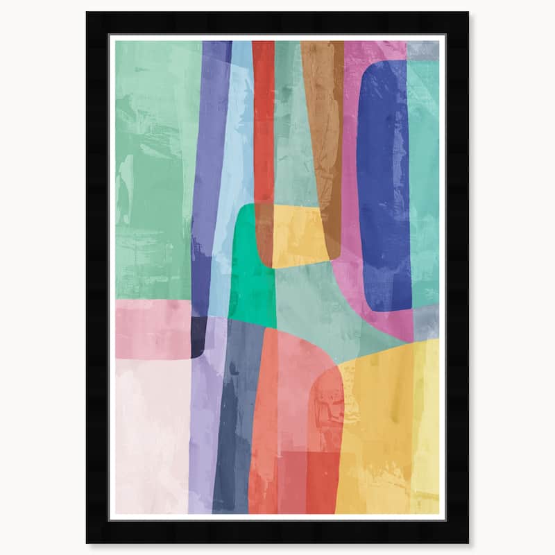 Wynwood Studio Dripping Cascade Framed Retro Colorful Abstract Prints - 15 x 21 - Black