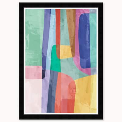 Wynwood Studio Dripping Cascade Framed Retro Colorful Abstract Prints