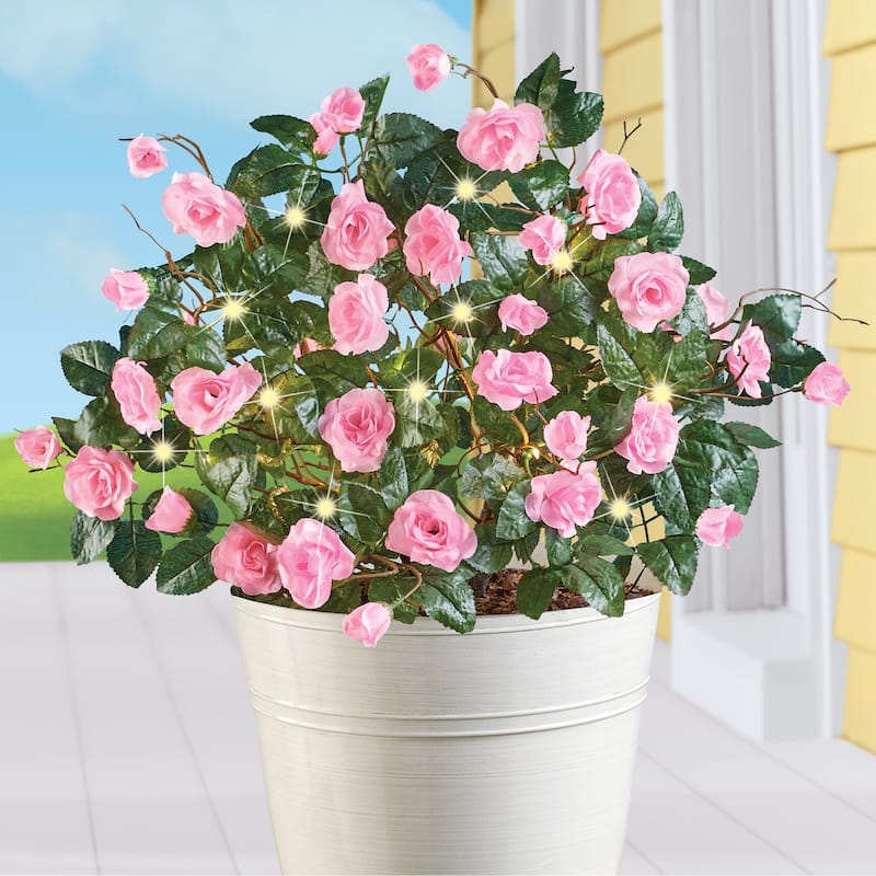 Solar Powered Rose Bush Garden Stakes - Set of 2 - 10 x 22 x 10