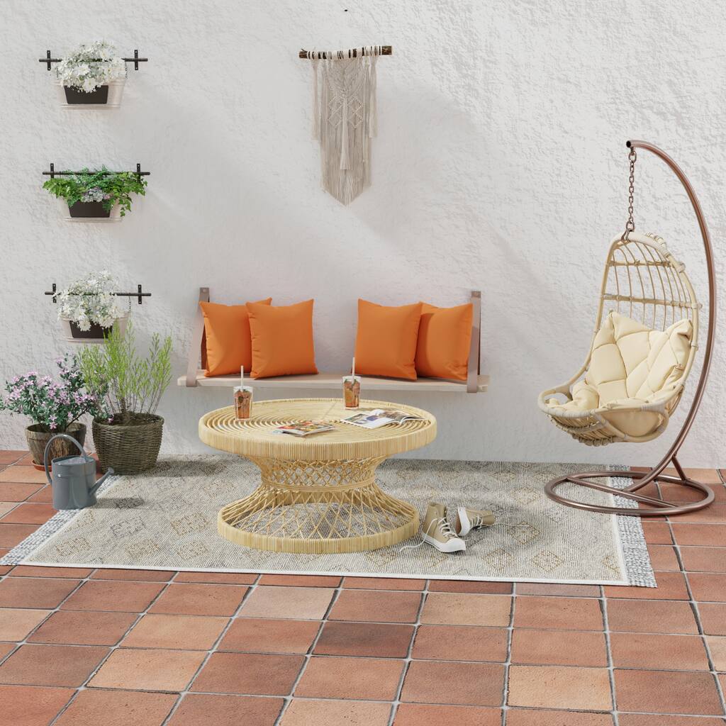 Sunbrella 16" x 16" Orange Solid Outdoor Throw Pillow - Set of 2 - 16'' L x 16'' W x 4'' H