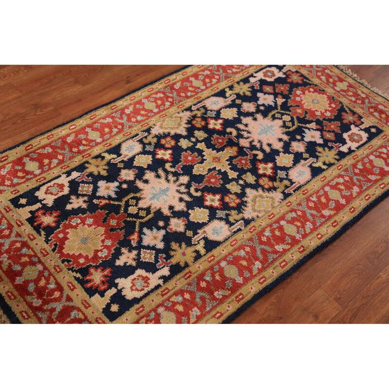 Navy Blue Oushak Indian Foyer Rug Handmade Wool Carpet - 3'0"x 5'3"