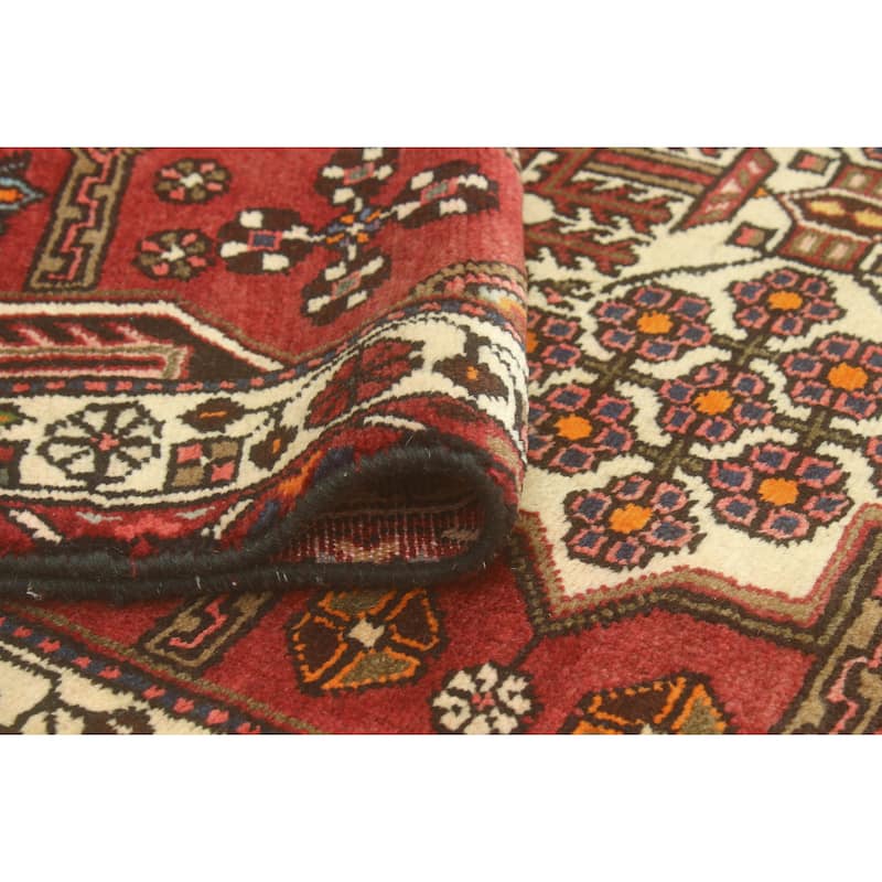 Fine Vintage Distressed Masud Red/Ivory Runner - 3'10" x 10'7"