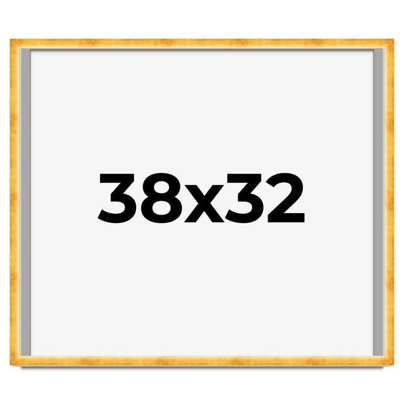 38x32 Shadow Box Frame Gold | 1.625 Inches Deep Real Wood Traditional