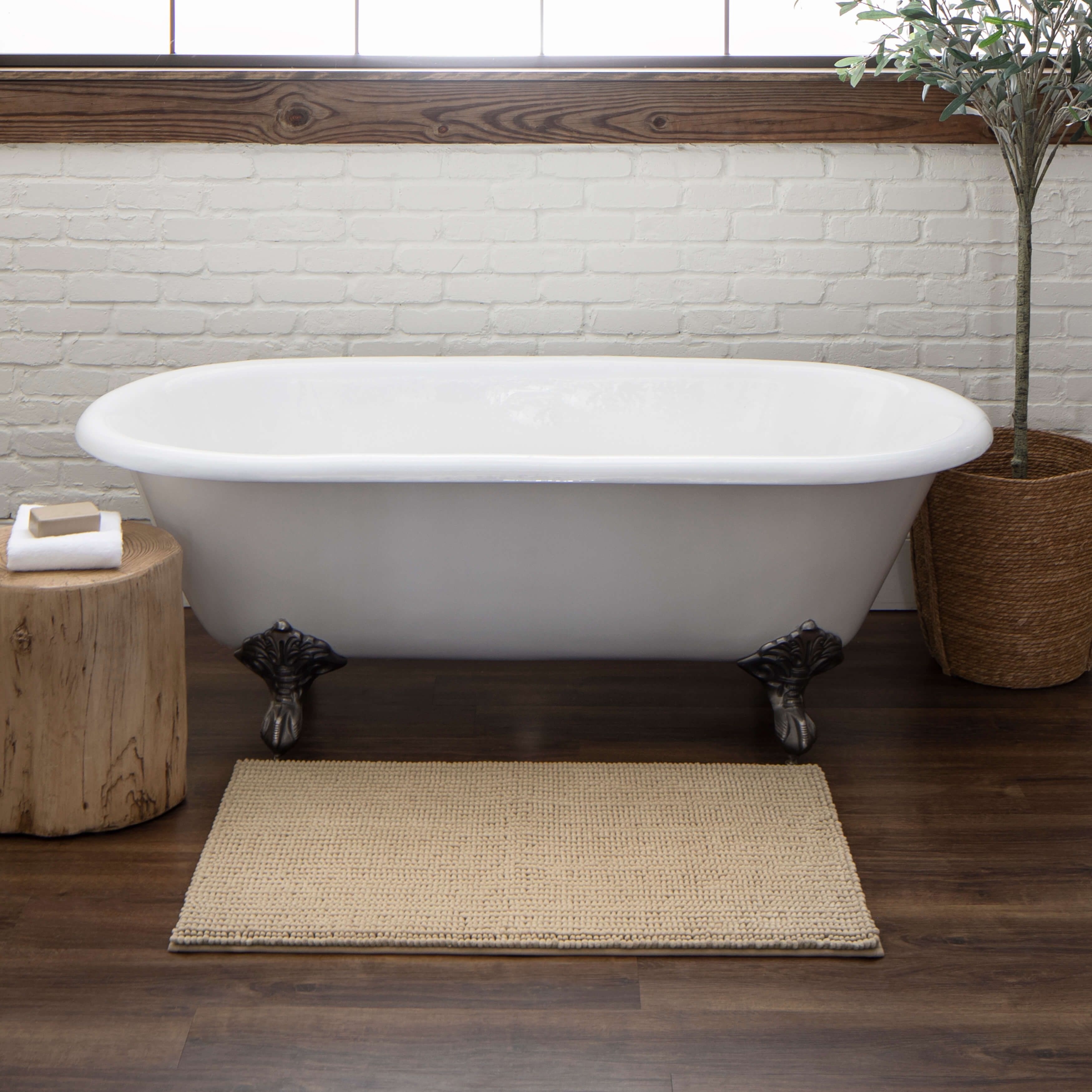 Natural Linen Bath Mat, Stonewashed Linen Shower Mat, Farmhouse Bathroom  Floor Mat, Double-layered Linen Bath Mat, Washable Linen Bath Rug. 