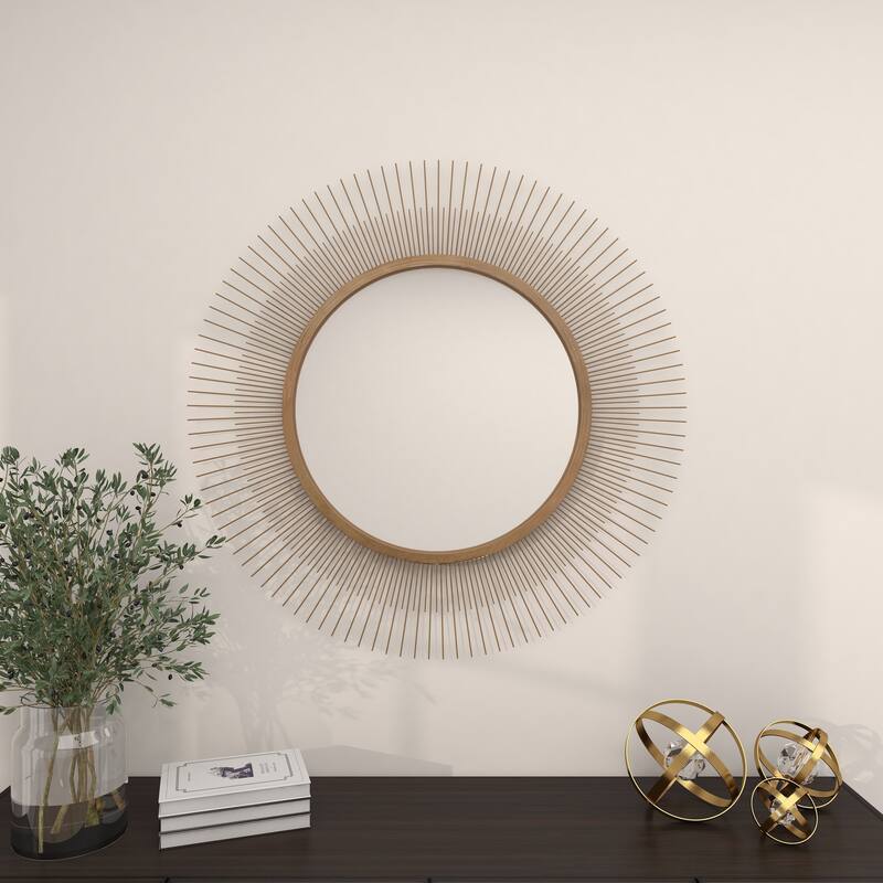 Gold Metal Starburst Room Wall Mirror