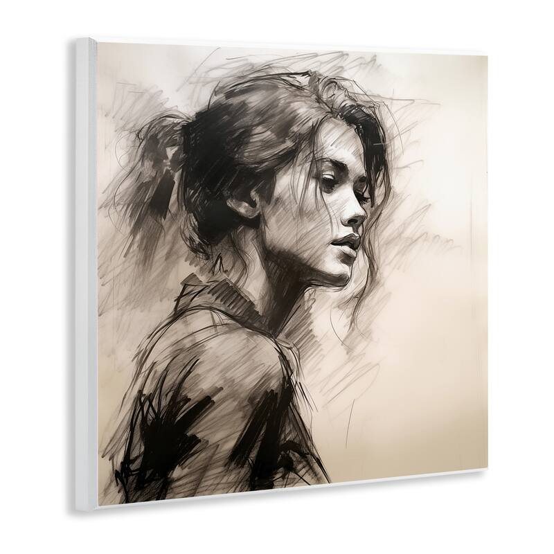 Stupell Traditional Sketch Portrait of Woman Wall Plaque Art Design By Heidi Kuntz