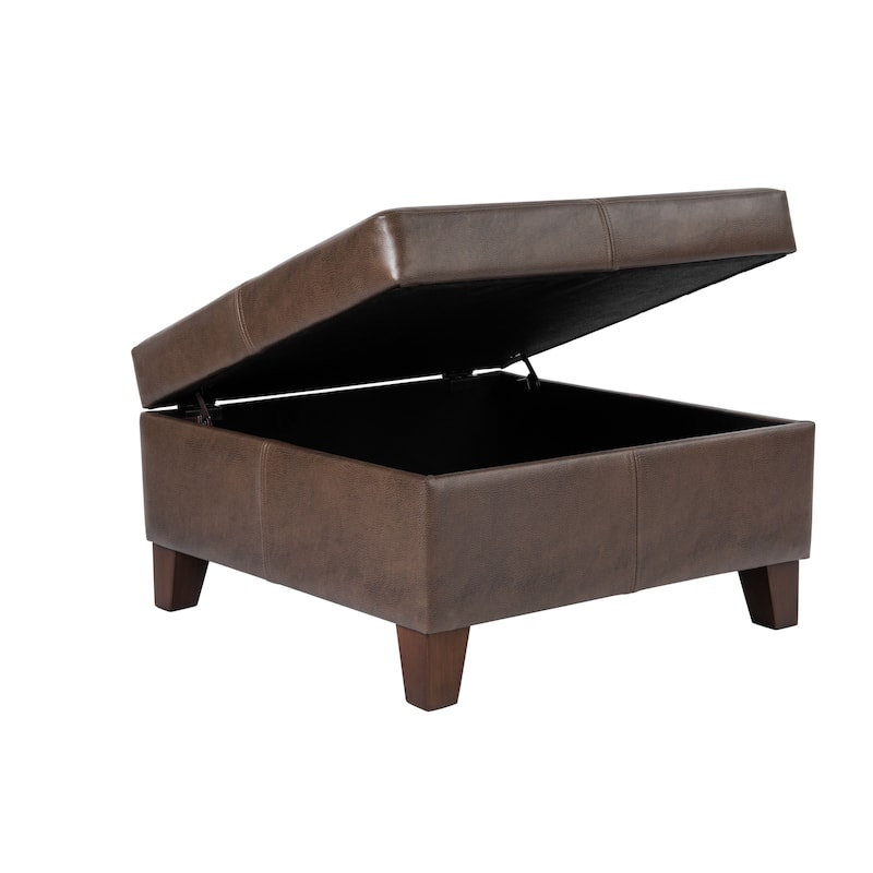 Copper Grove Luxury Large Faux Leather Storage Ottoman