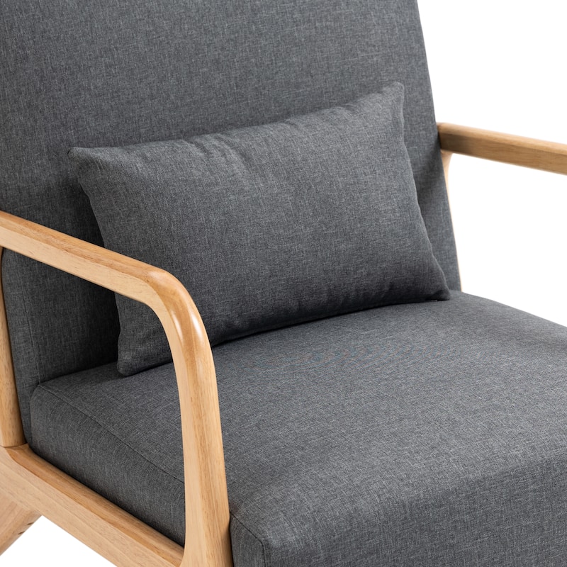 2 Set Upholstered Lounge Arm Chair with Pillow - Set of 2
