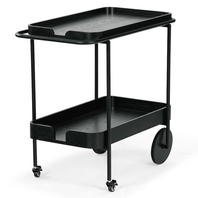 SAFAVIEH Couture Malek Wood And Metal 2 Shelf Bar Cart - 35"W x 19"D x 32"H