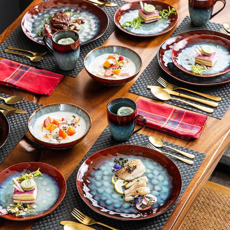 vancasso Starry Flambe Glaze Vintage 16-Piece Dinnerware Set