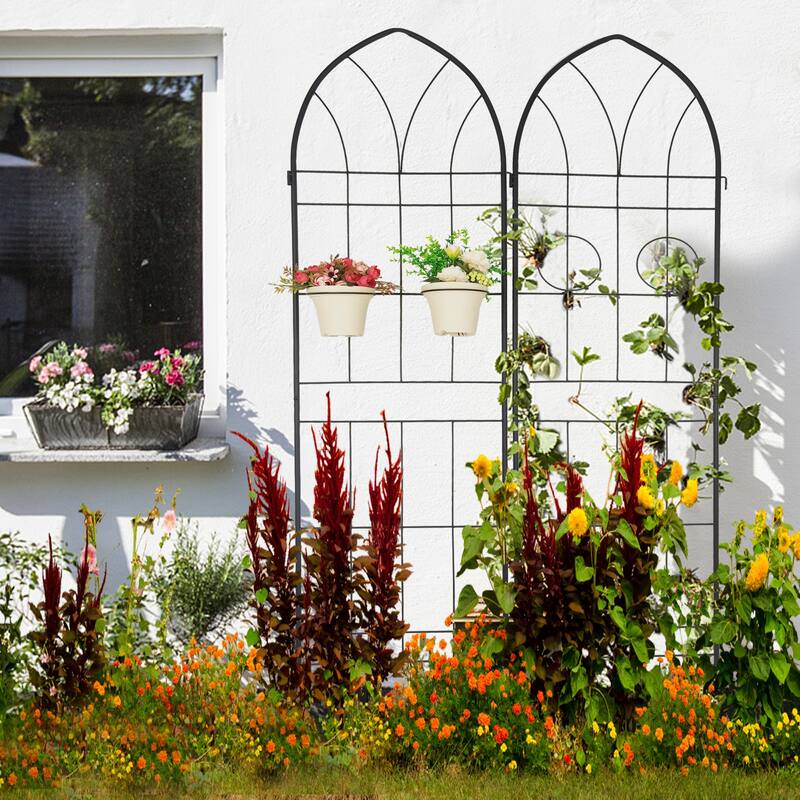 2 Pack Metal Garden Trellis 78.7" x 19.7" Rustproof Trellis for Climbing Plants Outdoor Flower Support