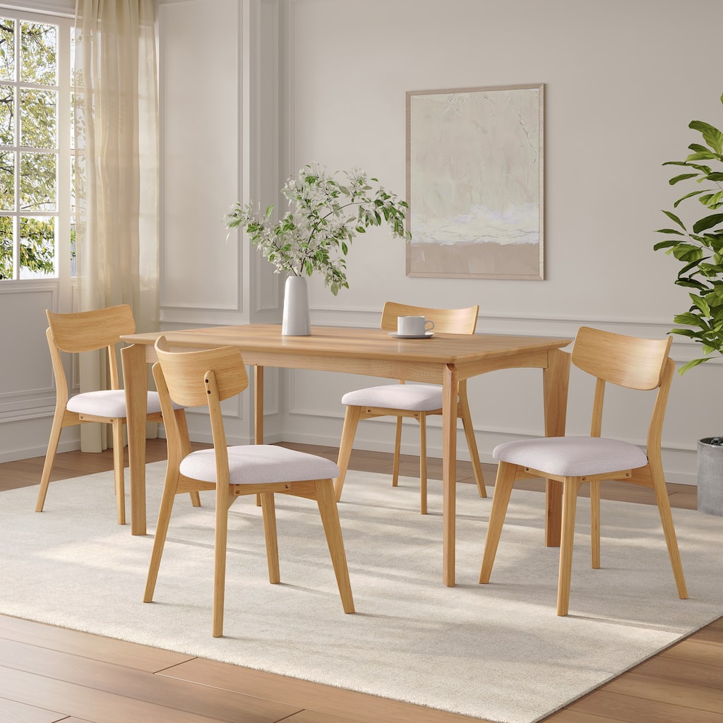 Mid-Century Dining Chairs Set of 4, Upholstered Wood Frame Chairs, Classic Armless Dining Chair