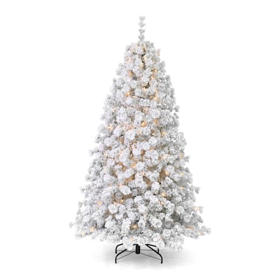 Seasonal LLC Flocked Winter Fir Pre-lit Artificial Tree