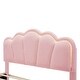 preview thumbnail 9 of 40, Full Size Upholstered Flower-Shape Bed with LED Light Strip & Ottoman,Sherpa Fabric Platform Bed with Wooden Slats Support,Pink
