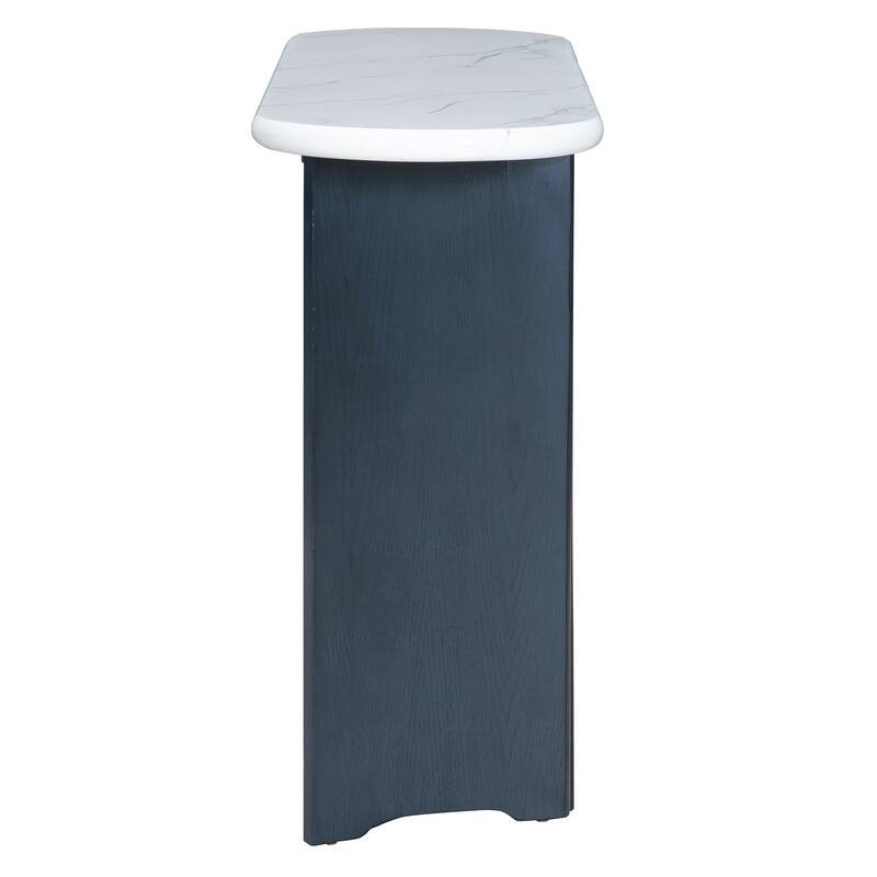 53.9" Console Table with Faux Marble Top & Wood Base