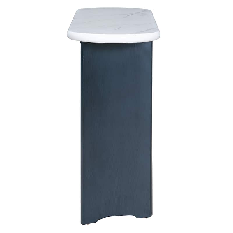 Console Table, Entryway Table with Oval Faux Marble Top