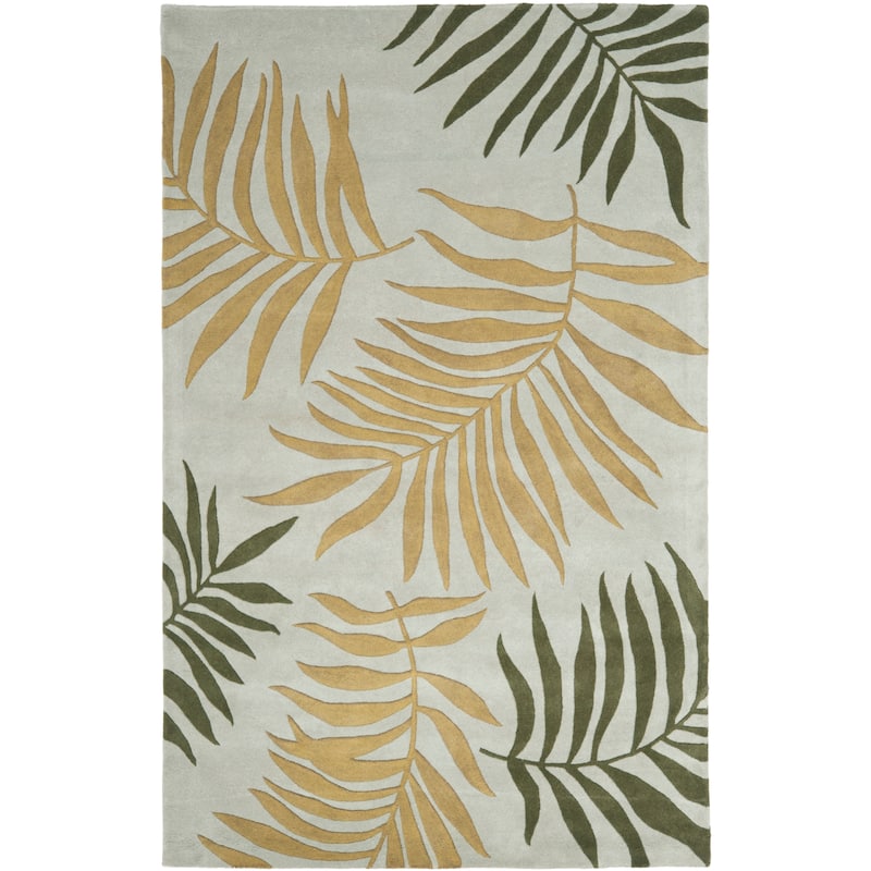 SAFAVIEH Handmade Soho Carley Ferns N.Z. Wool Rug - 3'6" x 5'6" - Light Blue/Multi