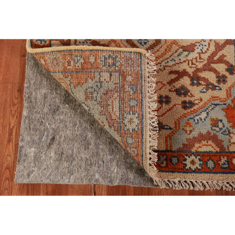 Hand Knotted Oriental 100% Wool Carpet Transitional Medallion Peach Oushak Area Rug - 5' 11'' X 2' 6''