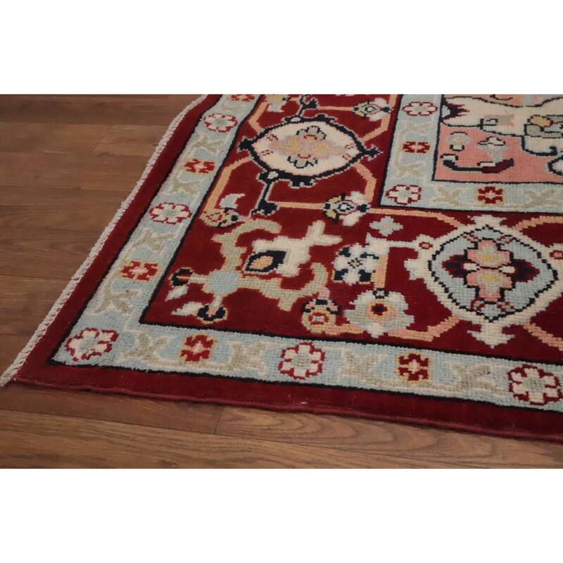 Hand Knotted Oriental 100% Wool Carpet Traditional Medallion Beige & Ivories Heriz (serapi) Area Rug - 9' 0'' X 6' 2''