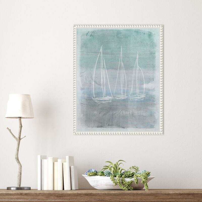 Sailboat Memory I by Dan Meneely Framed Canvas Wall Art Print - Sylvie Beaded White