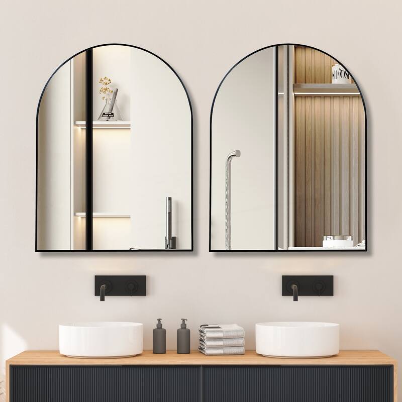 30x40 Inch Metal Framed Arched Bathrrom Mirror for Wall