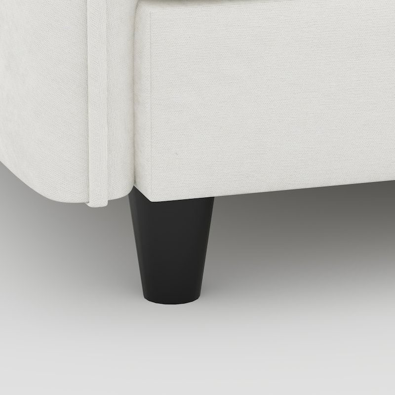 107.8'' 3 Seater L-Shaped Sofa with Ottoman, Arm Pockets, Fabric Couch (Beige)