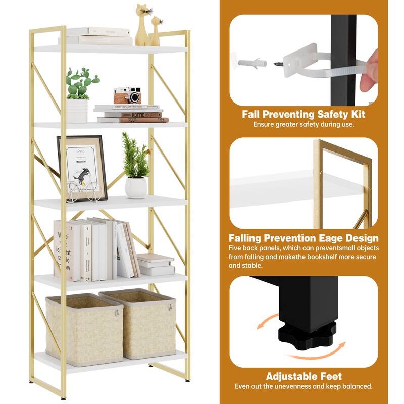 Futzca 5 Tier Storage Bookshelf