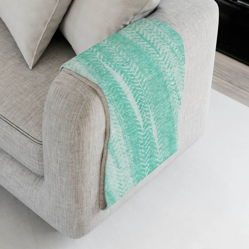 Premium Machine Washable Contemporary Sherpa Throw Blanket - Aqua - 4'2" x 5'10"