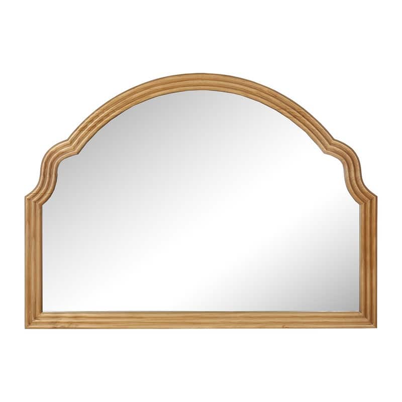 Regina Wide Arch Natural Tone Wood Wall Mirror - 30"H x 41.25"W x 1.25"D