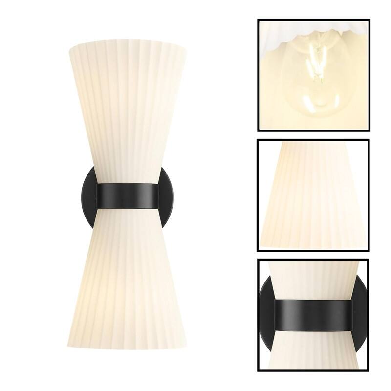 2 Light lighting and fixtures matte black wall sconce glass, metal wall lighting