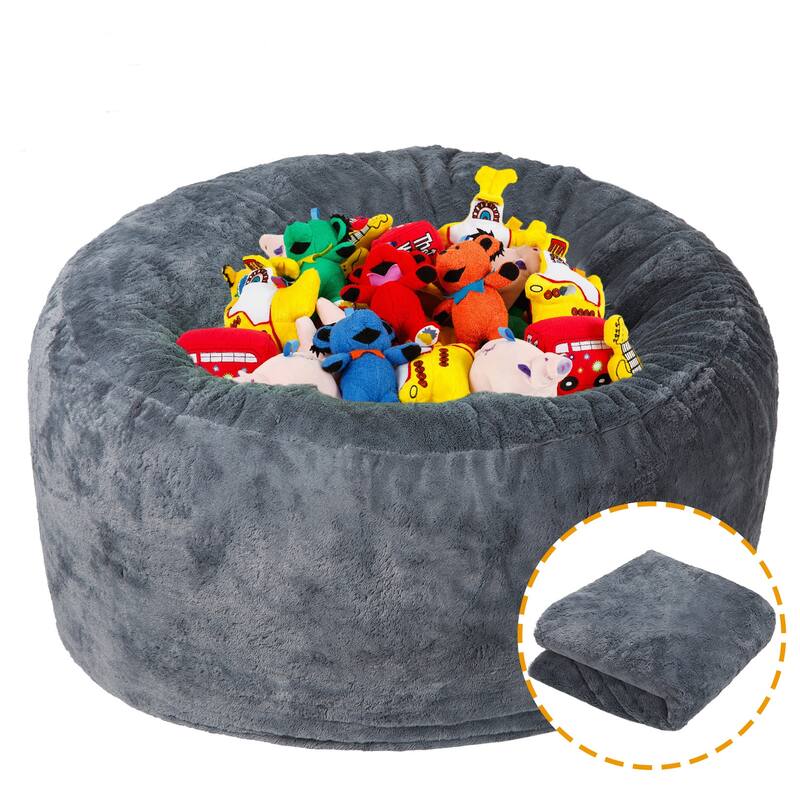 Storage Bean Bag Chair Cover (No Filler) for Kids and Adults, Soft Stuffable Bean Bag for Organizing Children Plush Toys
