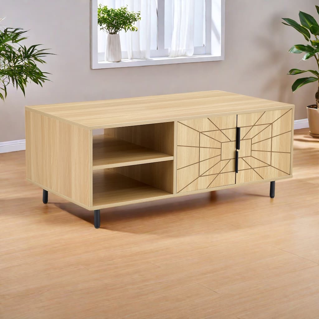 39.37" MDF Storage Table with Combination Lock and Multifunctional Design