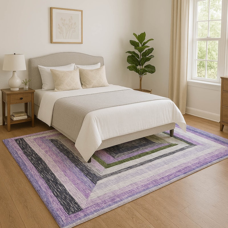 Premium Washable Super Soft Modern Dimensions Mayfield Rug - Lavender - 9' x 12'
