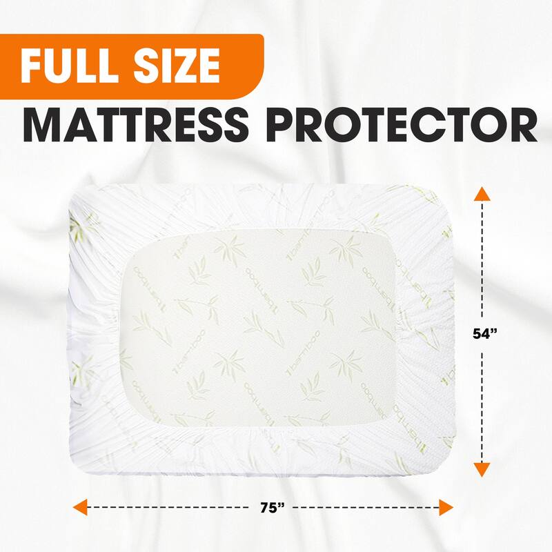 Cheer Collection Waterproof Bamboo Mattress Protector - White - Full