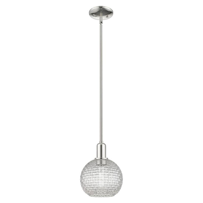 Innovations Lighting Endless Possibilities Arcadia - Athens - 1 Light 8" Basketweave Stem Hung Mini Pendant - Polished Nickel