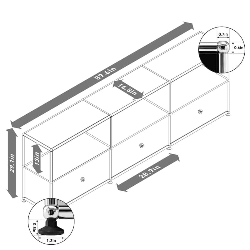 Modern Storage Cabinet Metal Organizer for Living Room and Home Office
