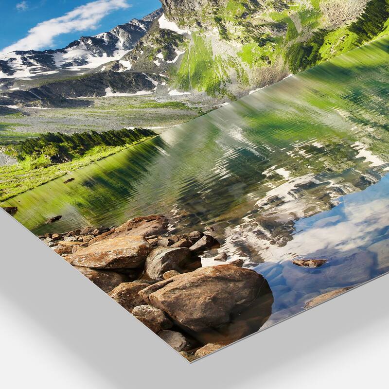 Designart 'Reflecting Mountain Lake' Landscape Metal Wall Art