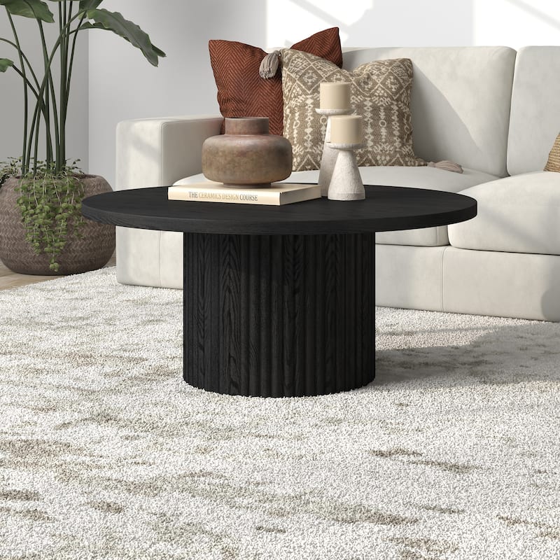 Rollan 32" Wide Round Fluted Coffee Table - 32" Wide