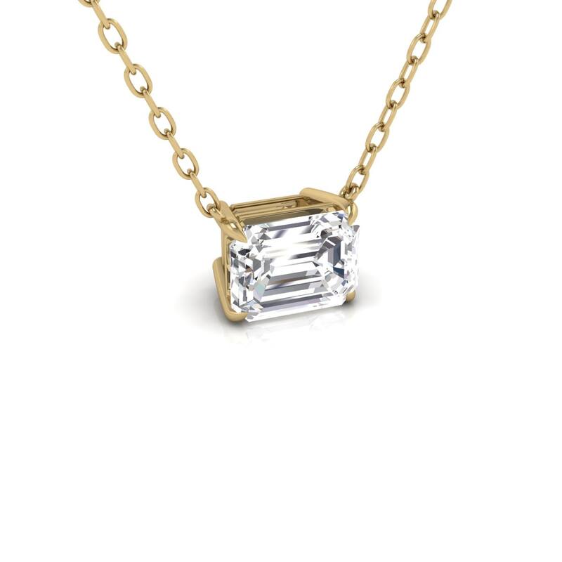 Marquee Lab Grown 1/2 Carat Floating Emerald Diamond Solitaire Pendant in 14K Yellow Gold