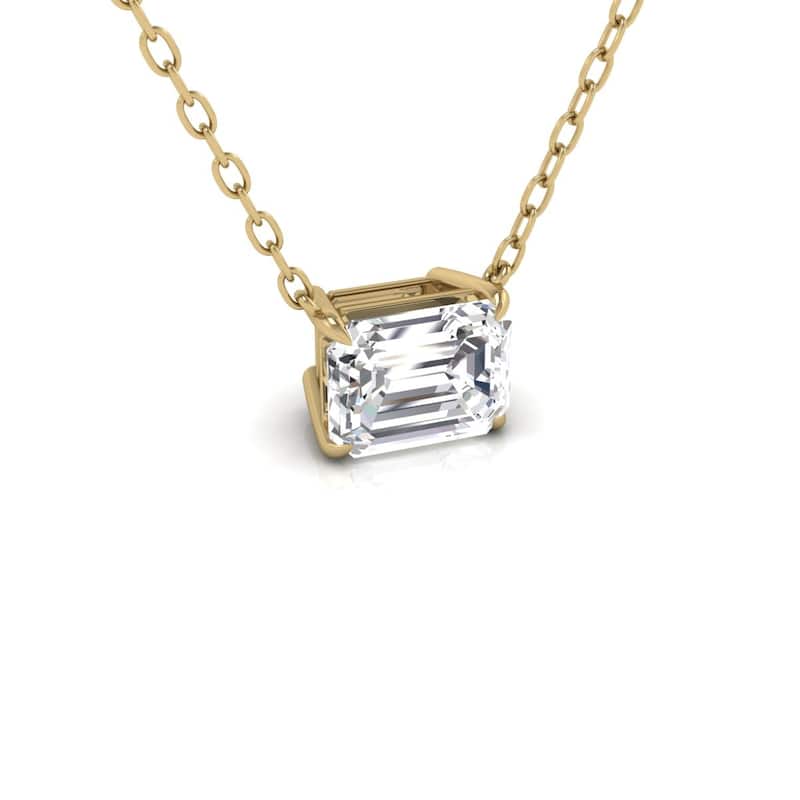 Marquee Lab Grown 1/4 Carat Floating Emerald Diamond Solitaire Pendant in 14K Yellow Gold