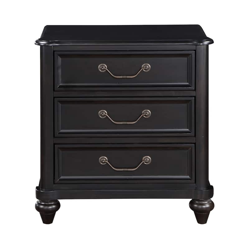 Black 3 Drawer 17 in. W Nightstand with Sturdy Hardware and Ample Storage