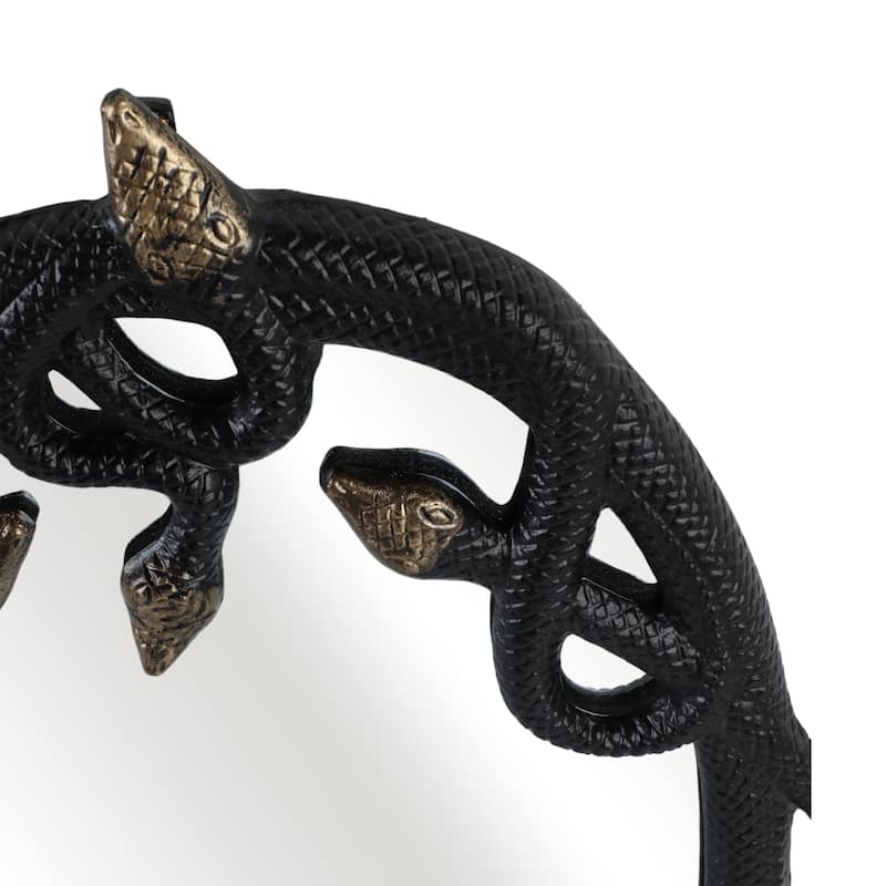 Aluminum Modern Glam Snake-Inspired Wall Mirror - 28" Black and Gold - 22" x 1" x 28"