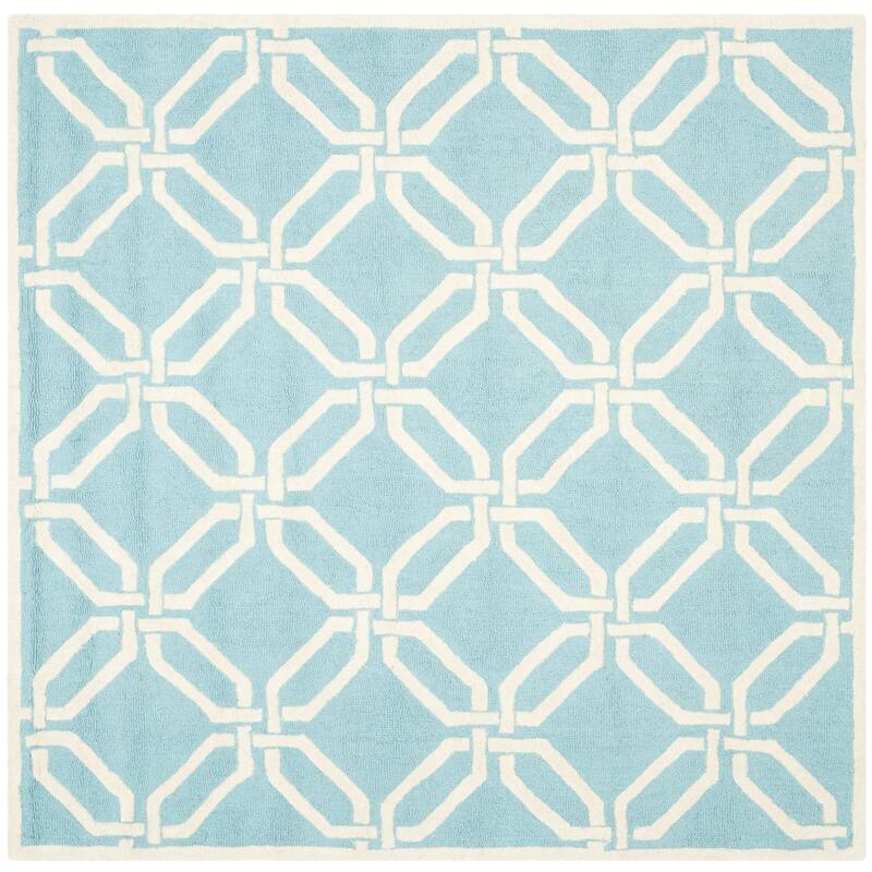 SAFAVIEH Handmade Cambridge Nhung Modern Moroccan Wool Rug - 6' Square - Light Blue/Ivory