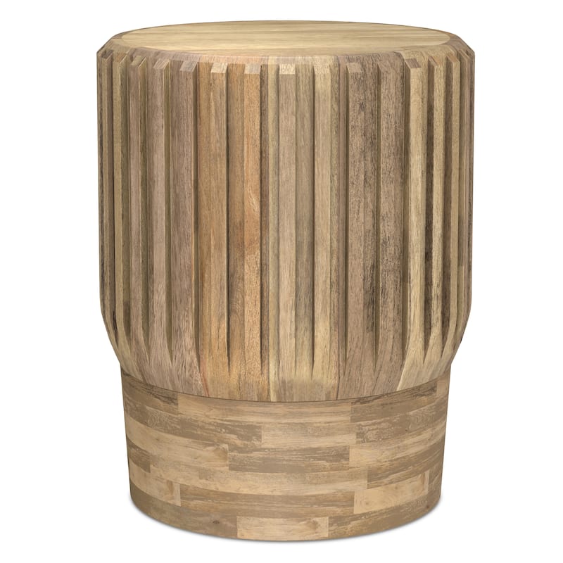 Simpli Home Lyall MANGO WOOD 16" Wide Round Side Table in Natural & Fully Assembled - 16" D x 16" W x 20" H