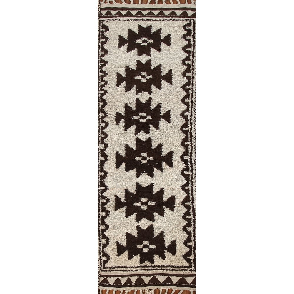 Natural Dye Kurdish Turkish Runner Rug Hand-knotted Wool Carpet - 3'4"x 11'4"