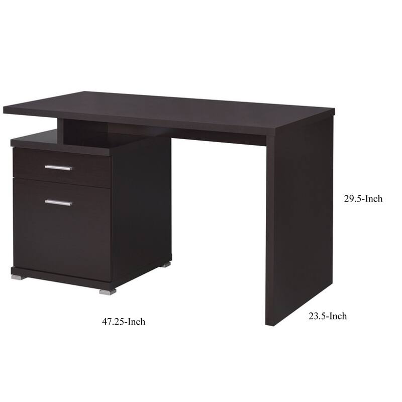 Wooden Contemporary Desk with Cabinet, Brown